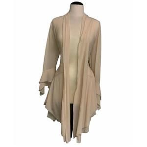 NEW DANIALI mesh tiered cardigan duster in cream